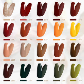 GAOY color swatches fan displaying fall browns reds greens for easy shade selection