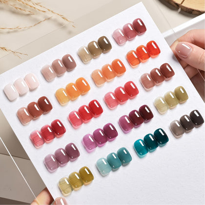 GAOY front packaging showing full 23-piece kit and fall color promise for easy at-home manicures