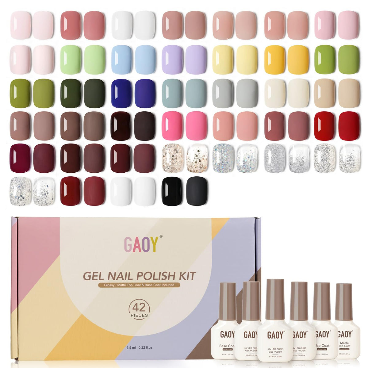 GAOY front packaging showing the full 42-piece kit and neat layout, clear product overview