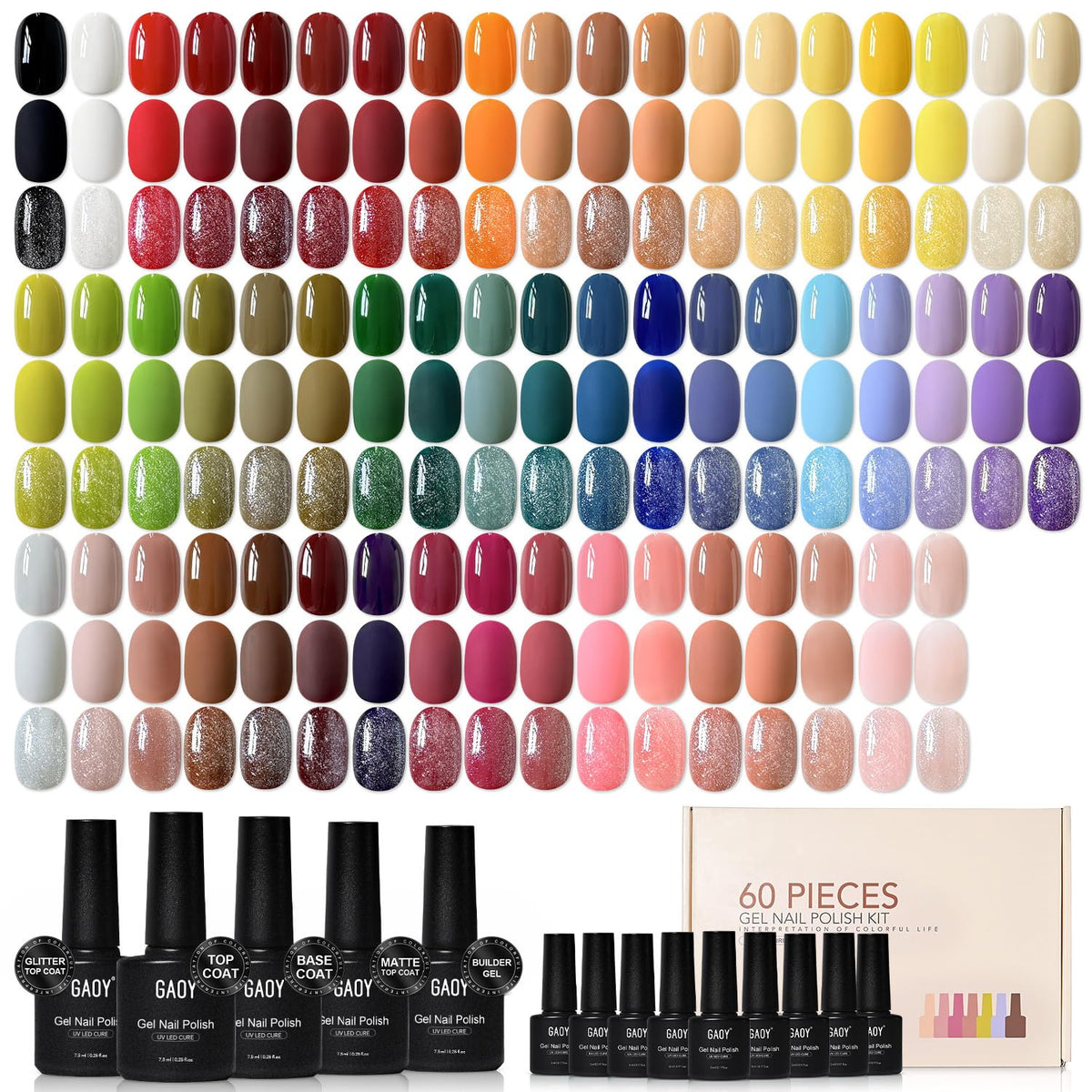 GAOY front packaging showing full 60-piece kit and clear product benefit