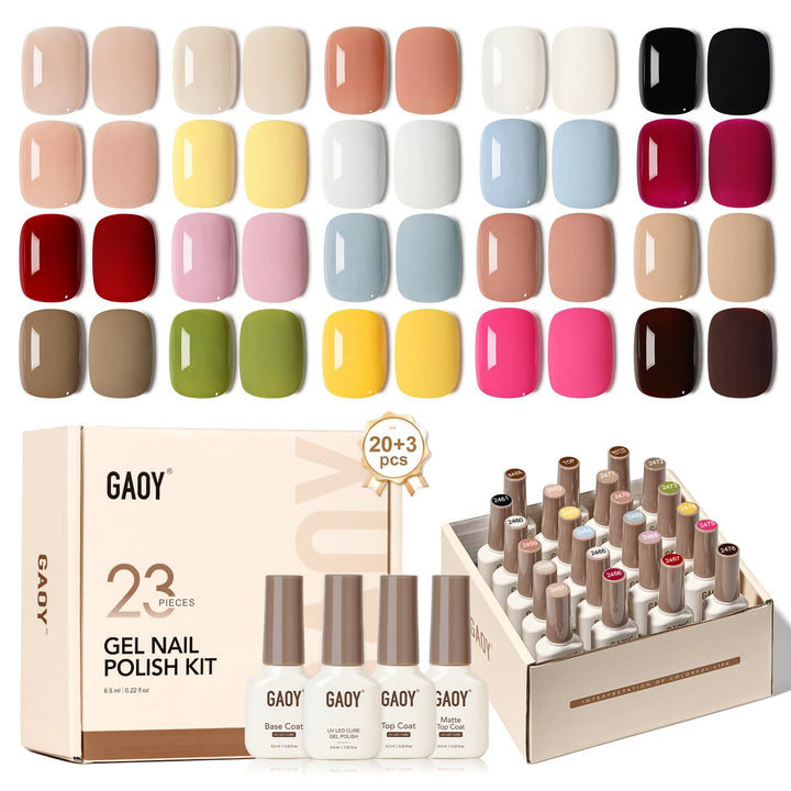 GAOY front packaging showing full 23-piece kit and included bottles for easy identification and convenience