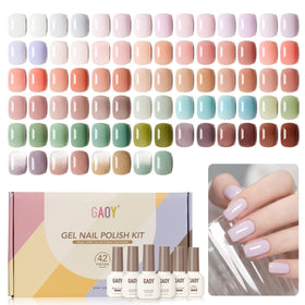 GAOY front packaging showing full 42-piece gel polish kit and included bottles for easy selection