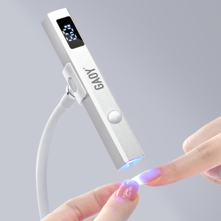 GAOY silver front view showing compact nail lamp and benefit of portability