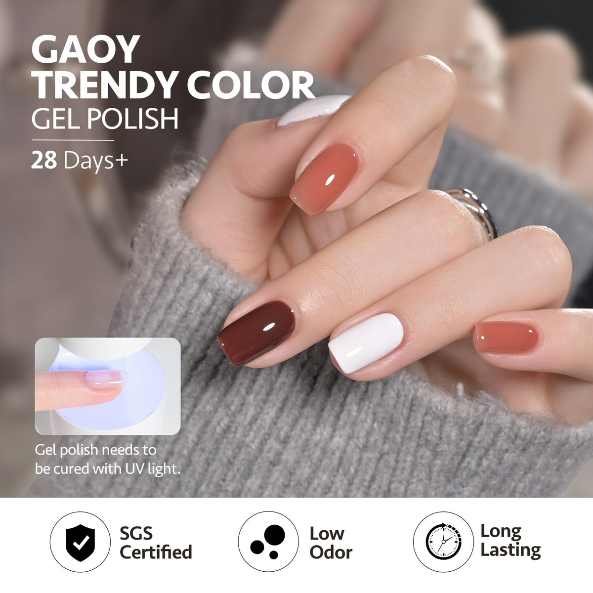 GAOY in-use home manicure with lamp showing easy at-home curing and salon look
