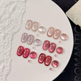 GAOY in-use valentines manicure on hands showing romantic pink shimmer for occasions