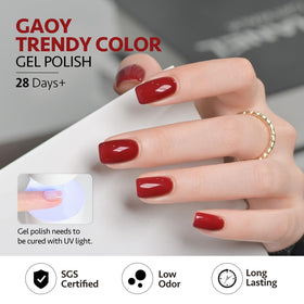 GAOY nails in use burgundy glitter manicure example showing salon-quality results