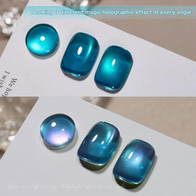 GAOY polish bottles lined up to display colorful holographic shades for creativity