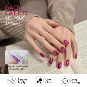 GAOY bottle next to hand for size comparison, compact travel-friendly benefit