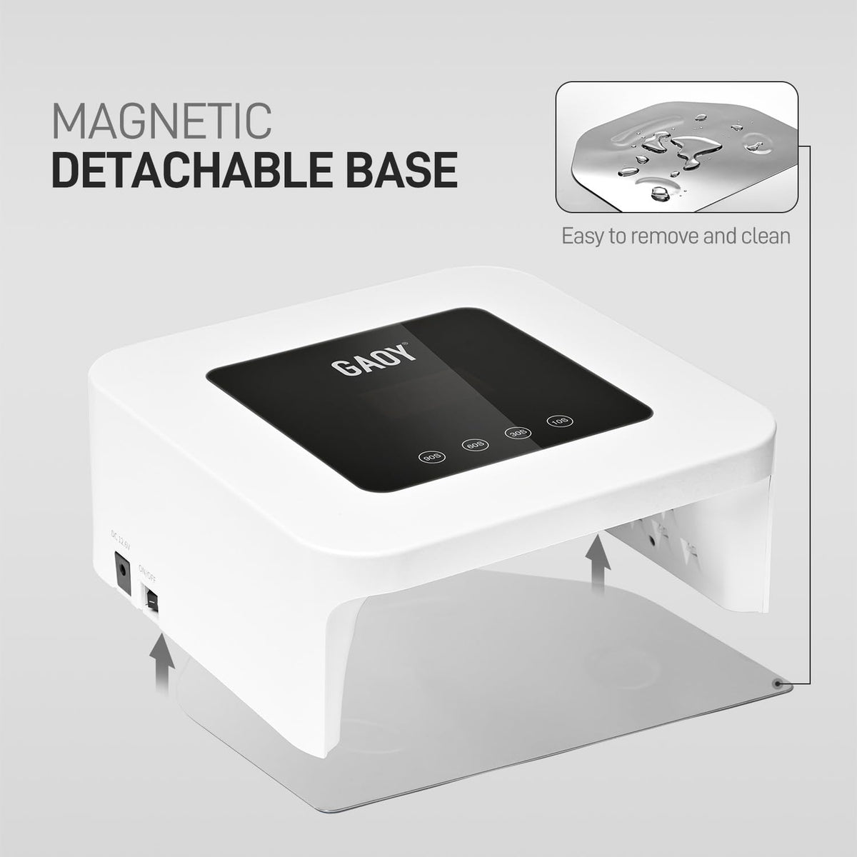 GAOY next to a hand for size comparison highlighting portable cordless convenience