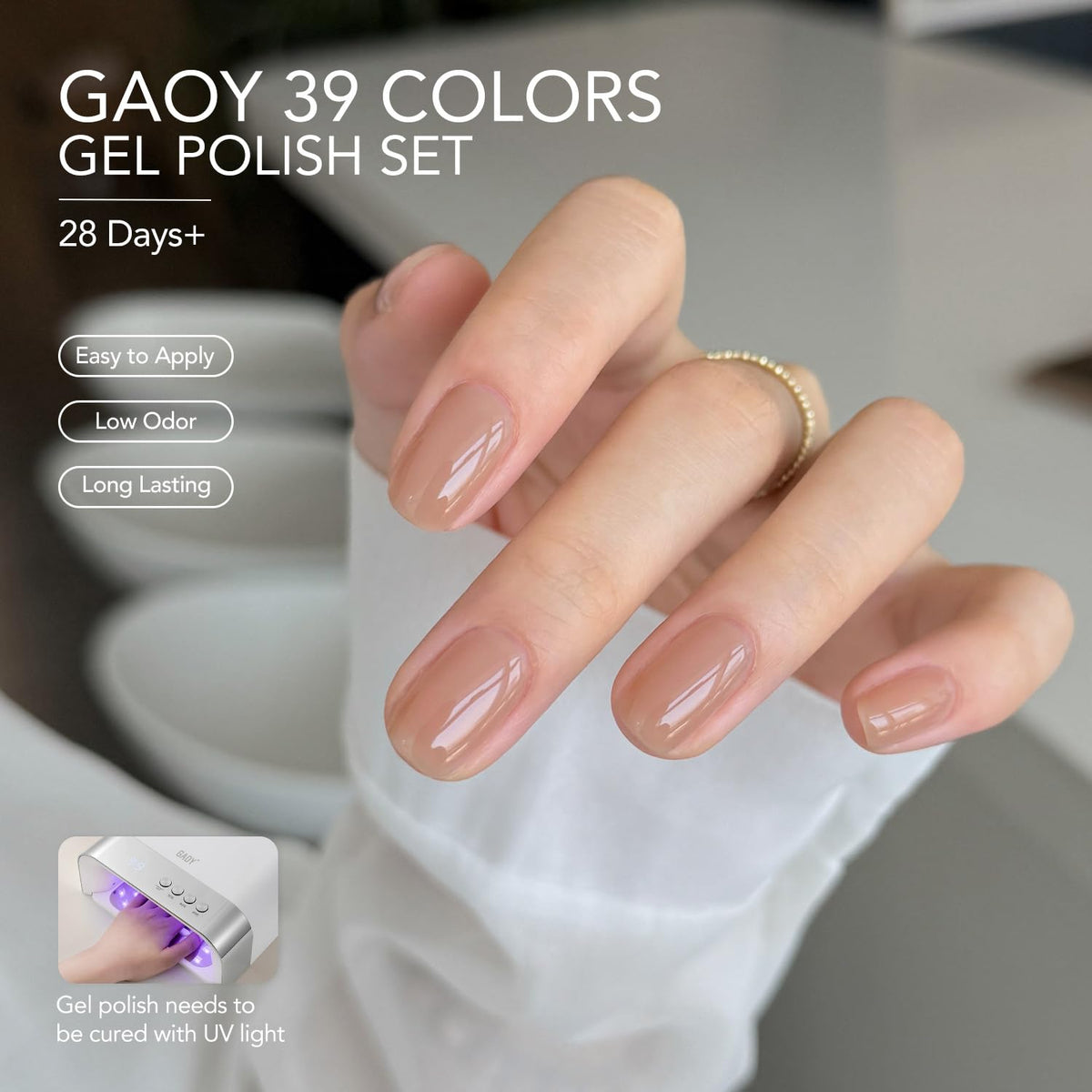 GAOY swatch array on hand displaying buildable translucent to opaque colors