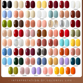 GAOY texture swatch showcasing glossy, matte, and glitter top coat finishes for versatile styling