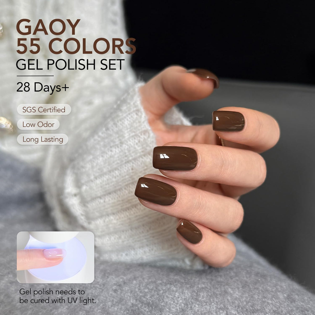 GAOY topcoat bottles detail highlighting glossy and matte finish options