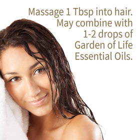 Garden of Life jojoba oil used on hair ends adding shine and reducing frizz