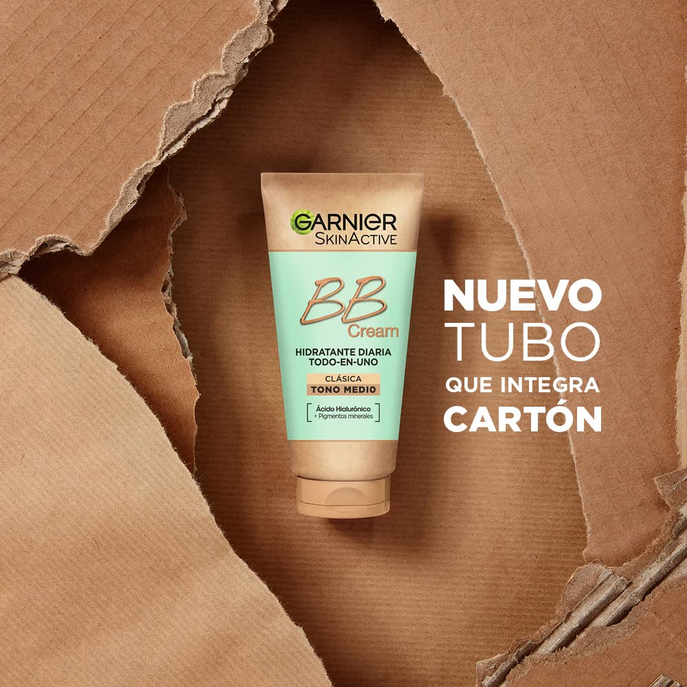 Garnier before and after on face showing evened skin tone