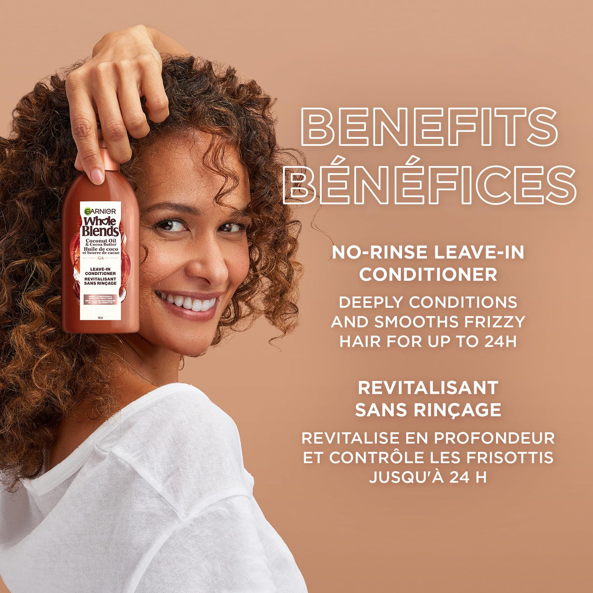 Garnier before and after smoothing results demonstrating frizz control