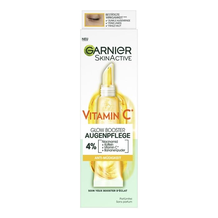 Garnier eye cream with banana powder ingredient highlighting smoothing benefit