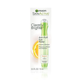 Garnier front packaging showing clearly brighter eye roller benefits