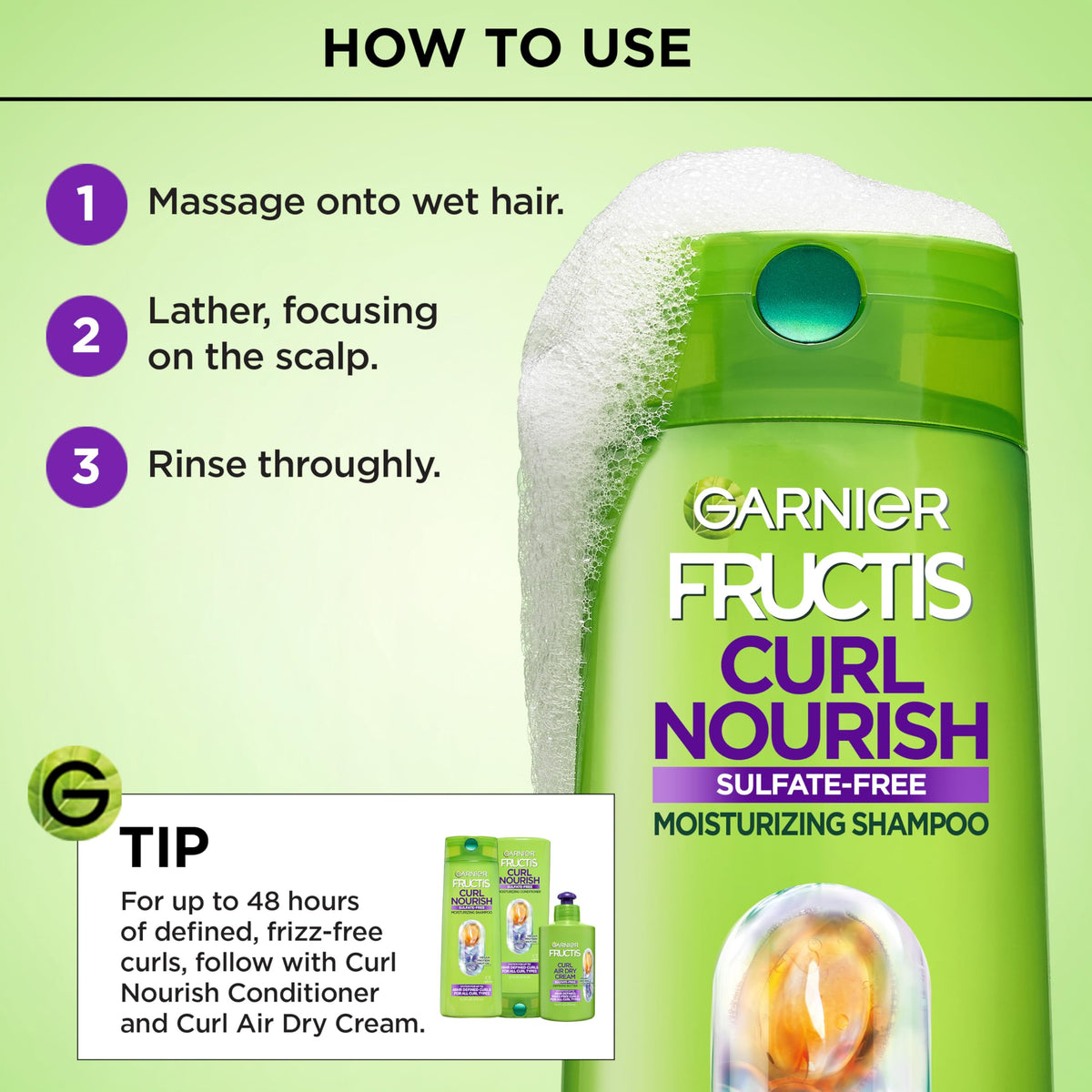 Garnier Fructis before and after curls showing improved definition