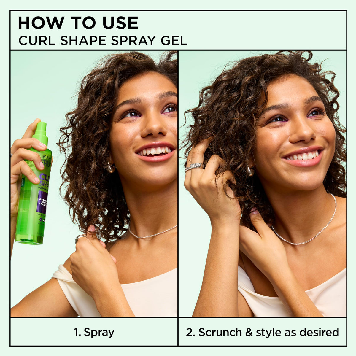 Garnier Fructis before and after on curly hair showing improved definition