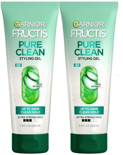 Garnier Fructis front packaging showing clean-hold styling gel benefit