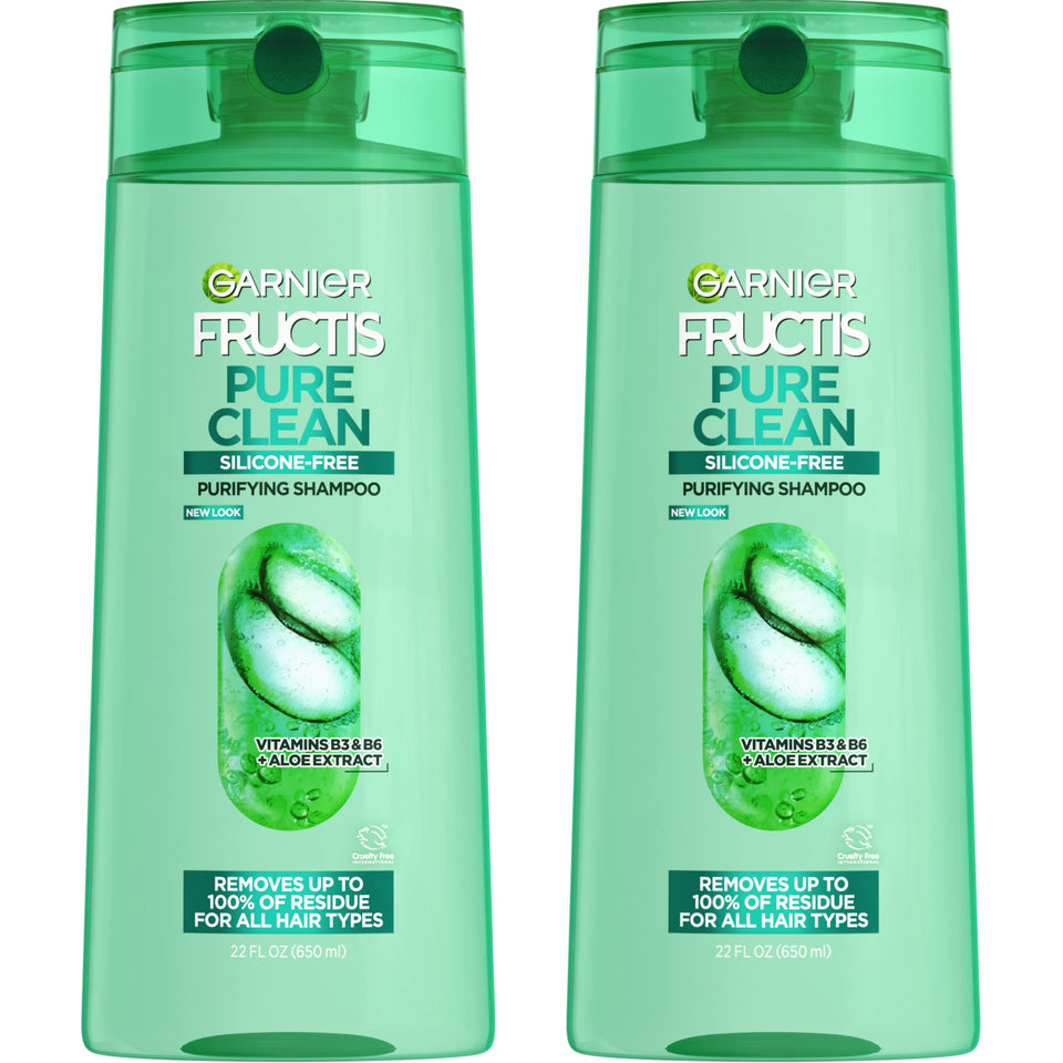 Garnier bottle front view showing label and size, clear cleansing benefits