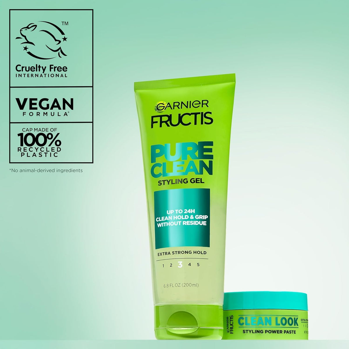 Garnier Fructis label ingredients detail showing natural-derived formula benefit