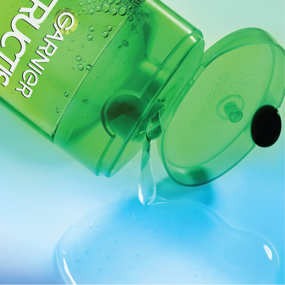 Garnier Fructis in‑shower use showing wet hair and easy rinse benefits