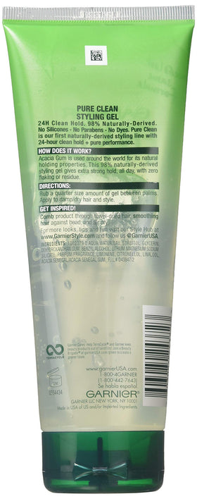 Garnier Fructis gel texture close-up highlighting Acacia Gum hold and clean finish