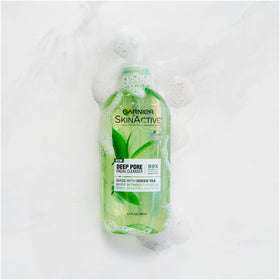 Garnier gel on hand illustrating lightweight rinseable texture