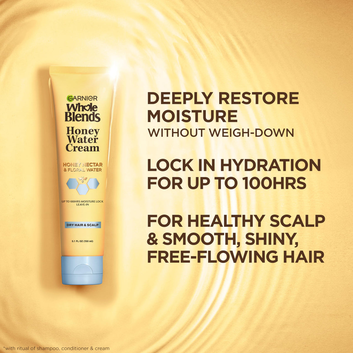 Garnier cream being applied to damp hair for instant hydration