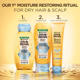 Garnier cream paired with matching shampoo and conditioner for system use