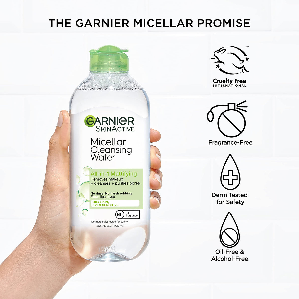 Garnier label close-up showing ingredient claims and cruelty-free logo