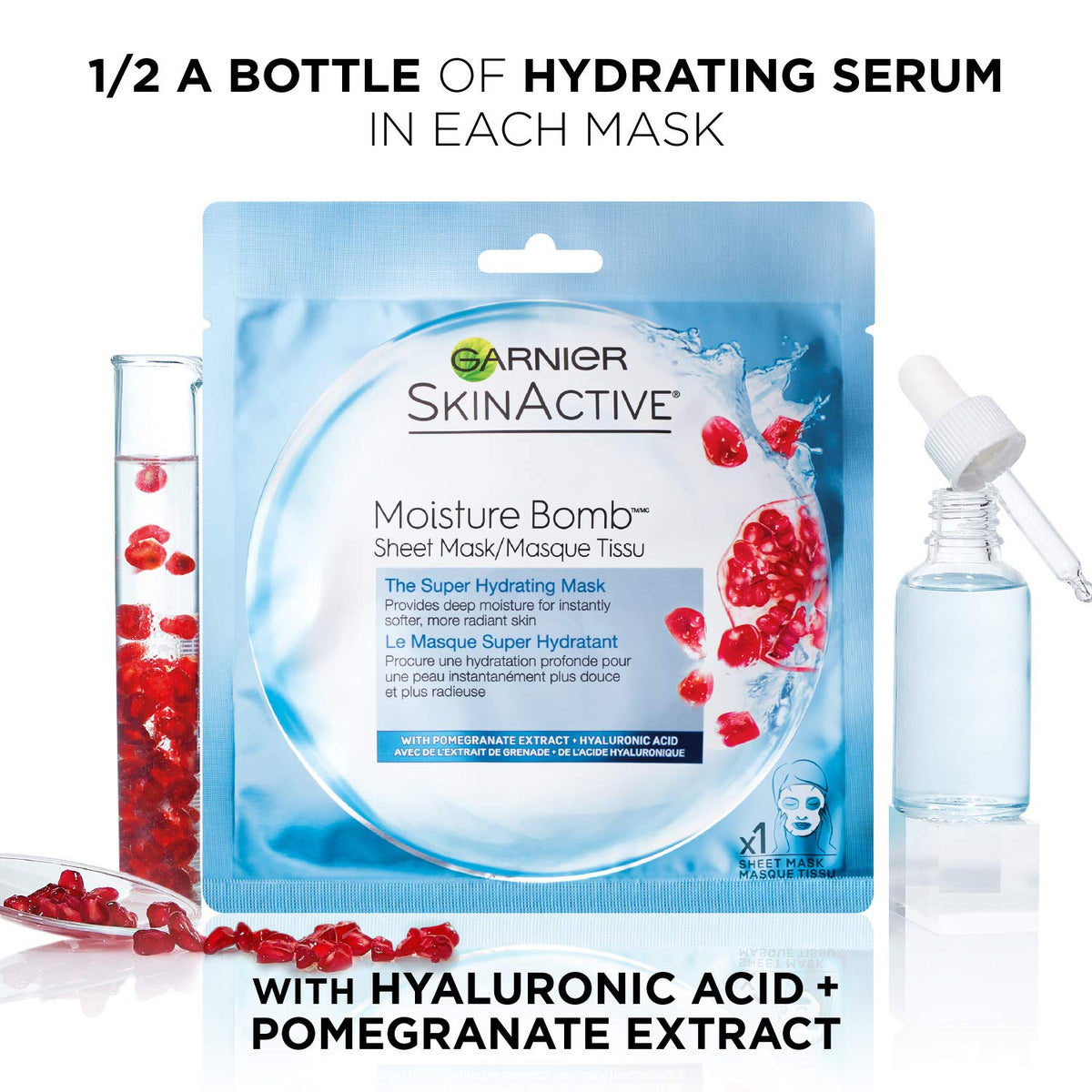Garnier close-up of serum texture highlighting hydrating, lightweight feel