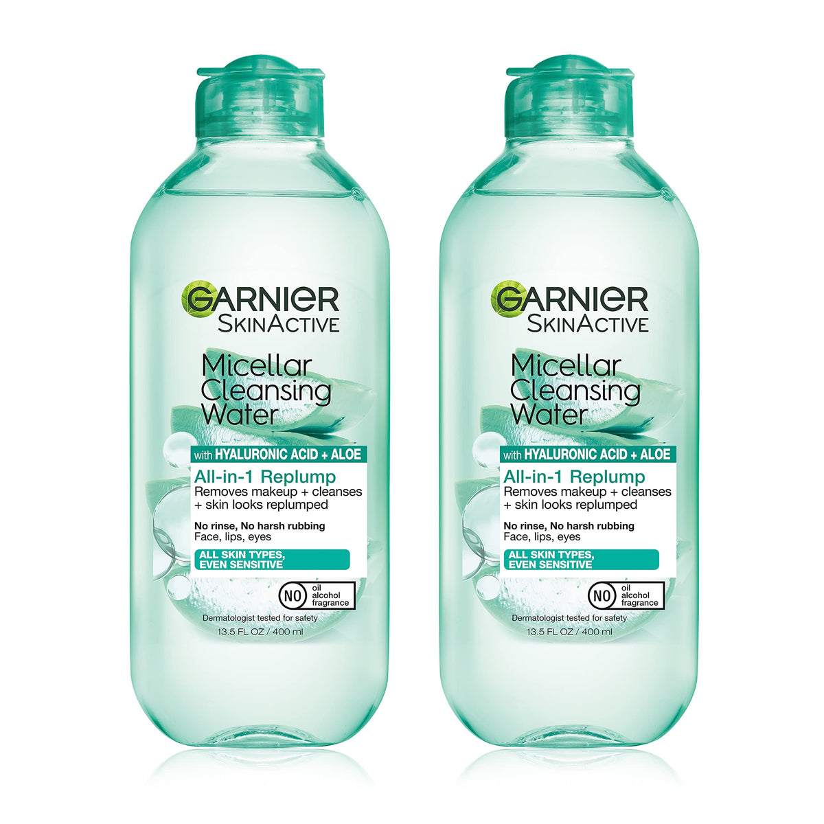 Garnier front packaging showing bottle and product benefits for quick cleansing