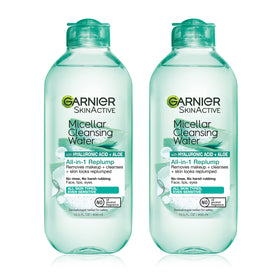 Garnier front packaging showing bottle and product benefits for quick cleansing
