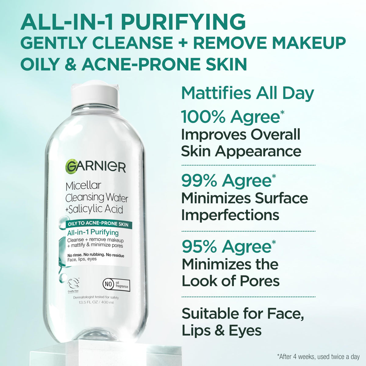 Garnier in-use on cotton pad removing makeup quickly