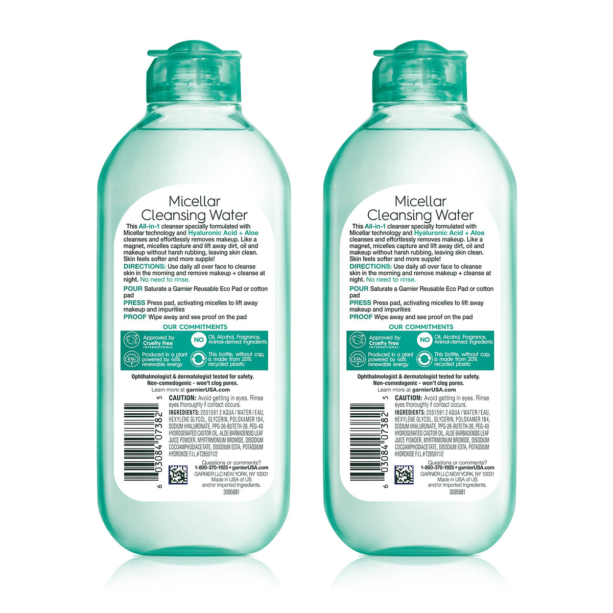 Garnier pour showing clear micellar texture and gentle hydration benefit