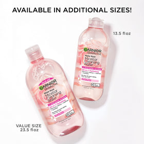 Garnier bottle on bathroom counter lifestyle shot conveying everyday convenience and routine benefit