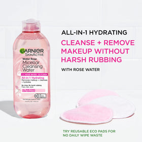 Garnier bottle pump and cap detail emphasizing easy dispensing and spill prevention benefit