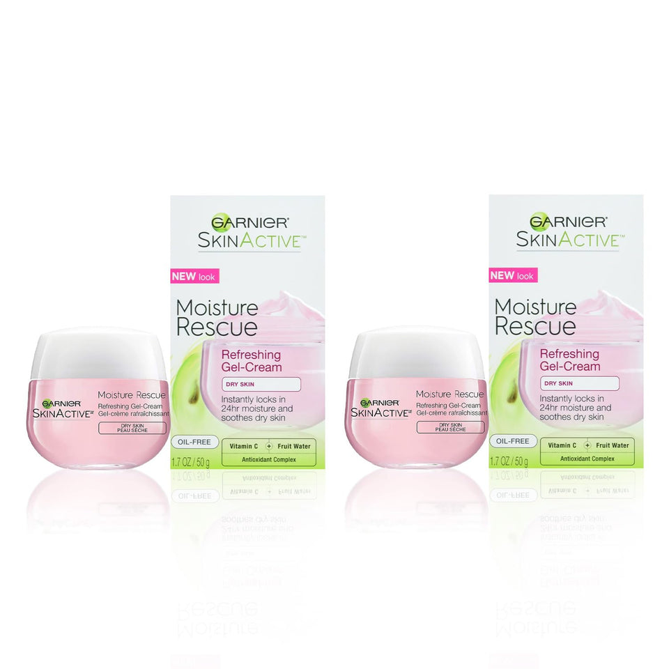 Garnier front packaging showing two 1.7 oz jars with benefits
