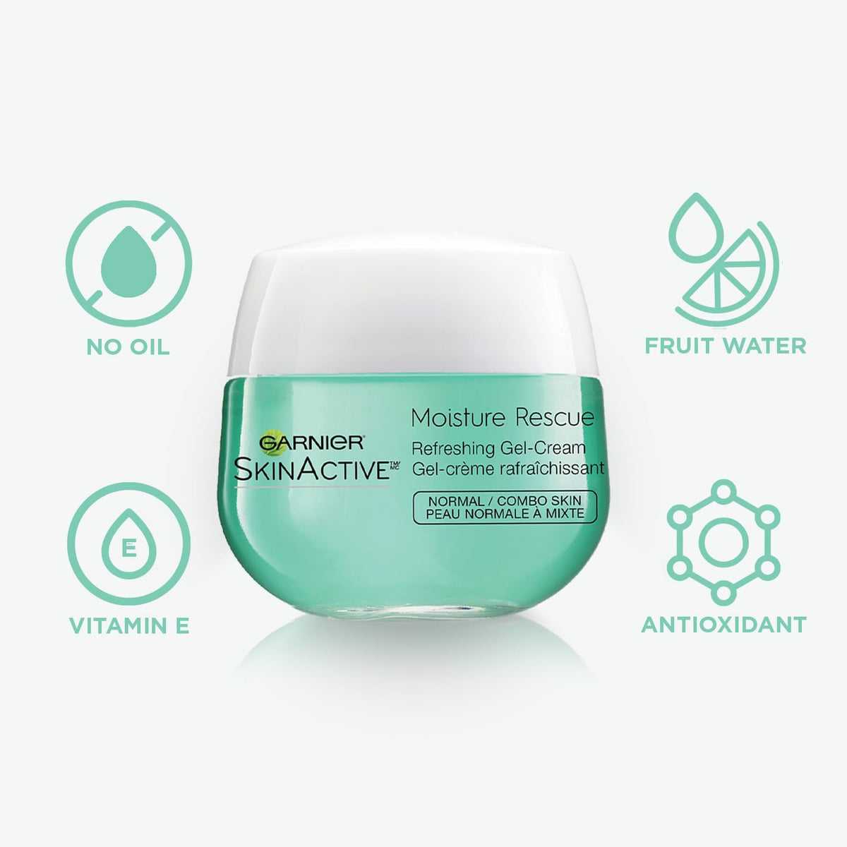 garnier gel-cream texture close-up displaying lightweight finish and quick absorption benefit