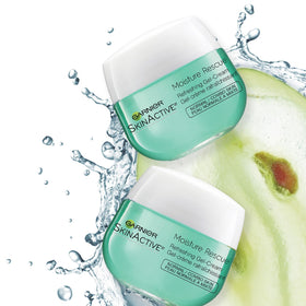 garnier moisturizer on bathroom counter styled for daily routine and effortless layering benefit