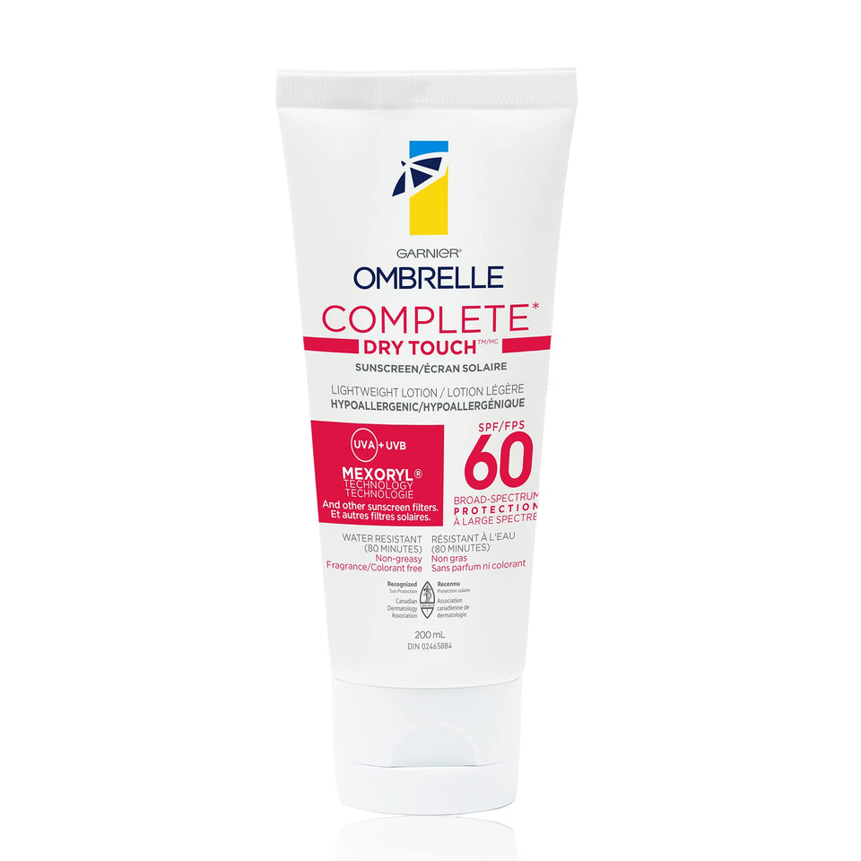 Garnier Ombrelle front packaging showing clear SPF 60 protection benefit