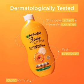Garnier creamy lotion texture close-up showing absorbent, fast-absorbing formula benefit
