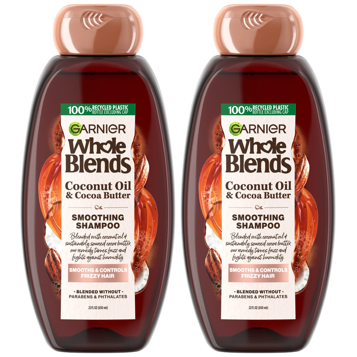 Garnier whole blends front packaging shows bottle and benefit