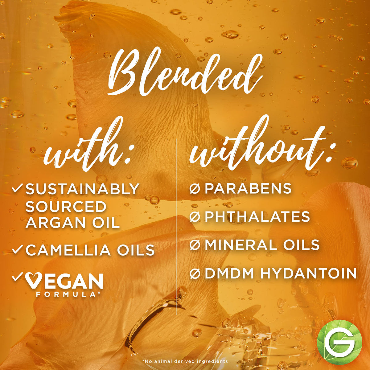 Garnier ingredients label showing argan and camellia sourcing benefits