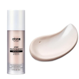 GASHINA STORY Atomy Healthy Glow Base creamy texture close-up illustrating smooth blendability benefit