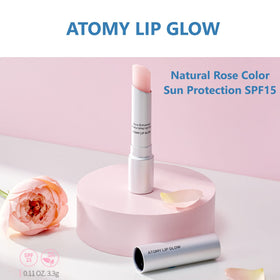 GASHINA STORY Atomy Lip Glow cap and label close-up highlighting ingredients and clarity