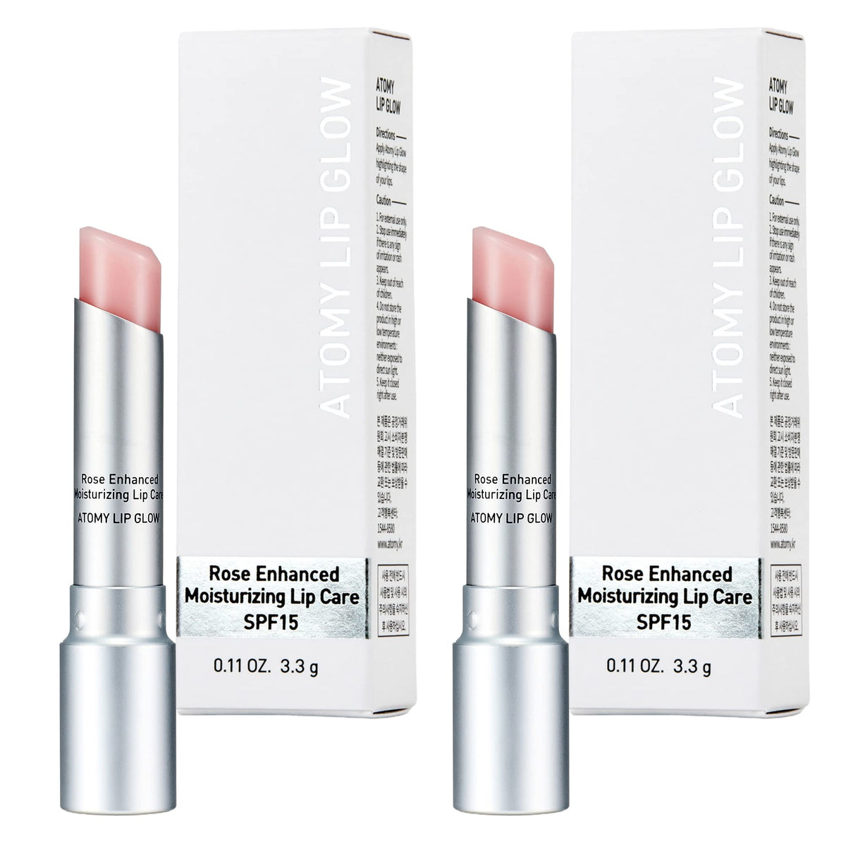 GASHINA STORY Atomy Lip Glow front packaging showing product pair and branding benefit