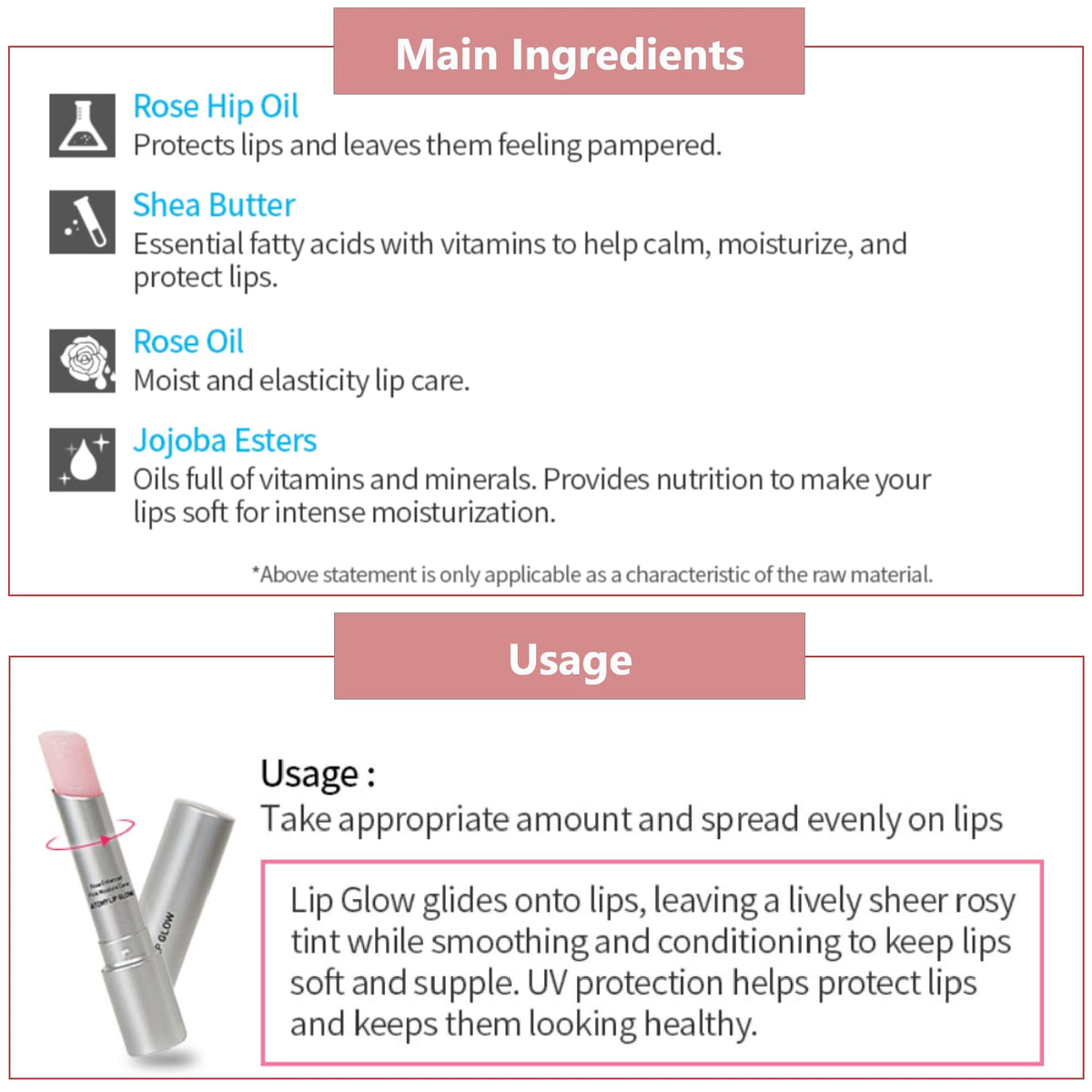 GASHINA STORY Atomy Lip Glow held in hand to show compact size and travel convenience